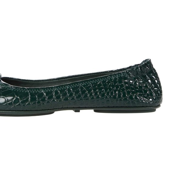 Tory Burch NIB Minnie Croc Embossed Green Verde Ballet Flats 9 LAST ONE - Picture 10 of 12